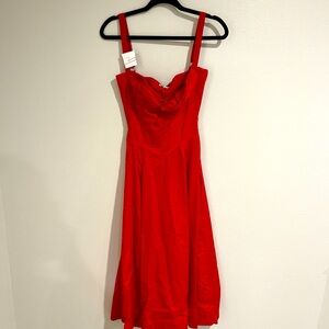 (7) HOUSE OF CB 'Carmen' Red Rose Bustier Sundress/Size XS(Larger Cup)-US 2-4